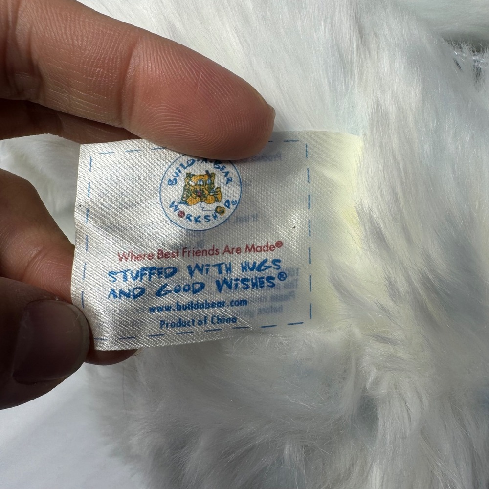 Build-A-Bear Workshop VTG Shaggy Frosted‎ White Blue Teddy Bear w/ Sequin Outfit - Picture 4 of 6